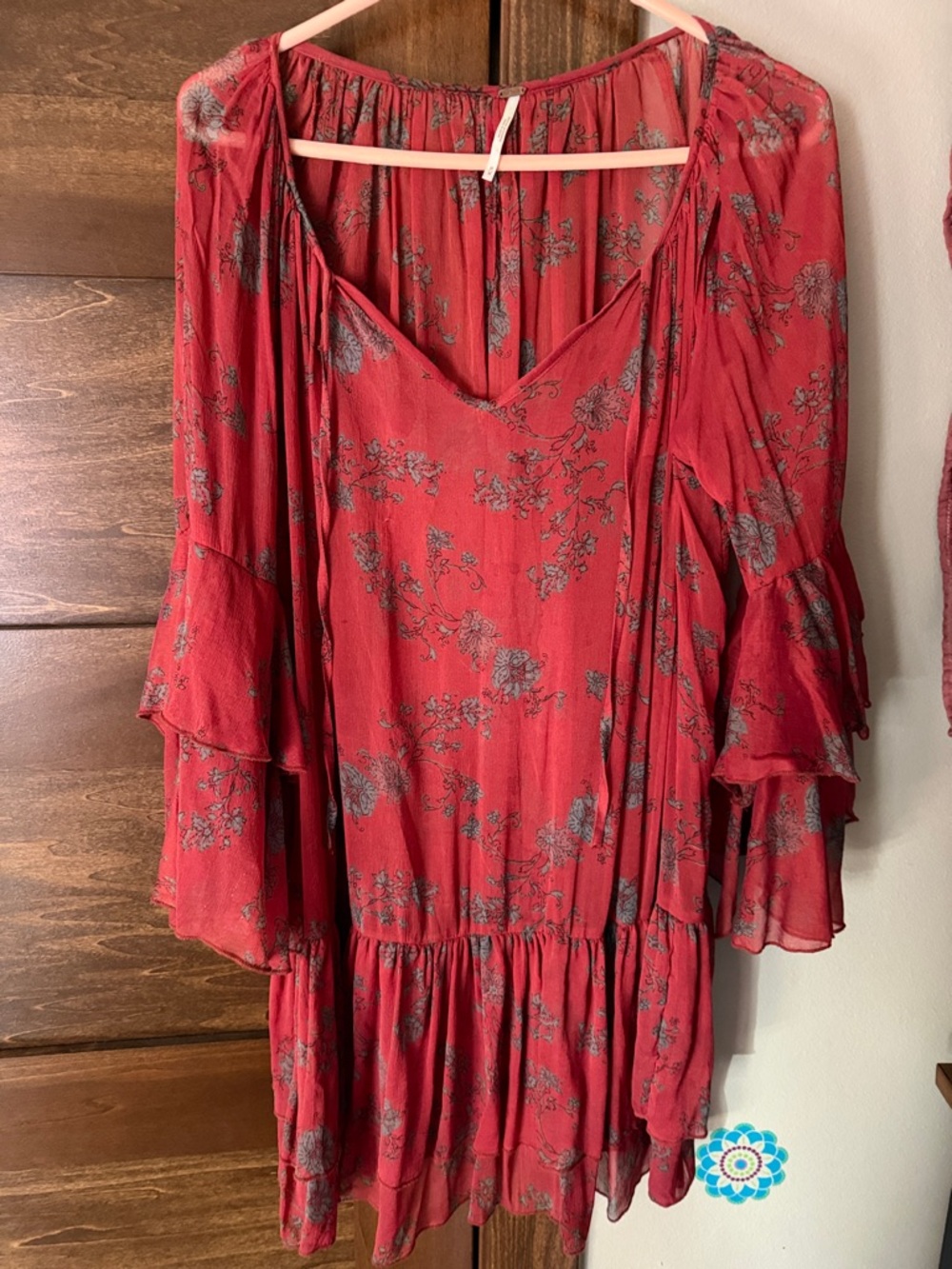 Free People Red Floral Mini Dress